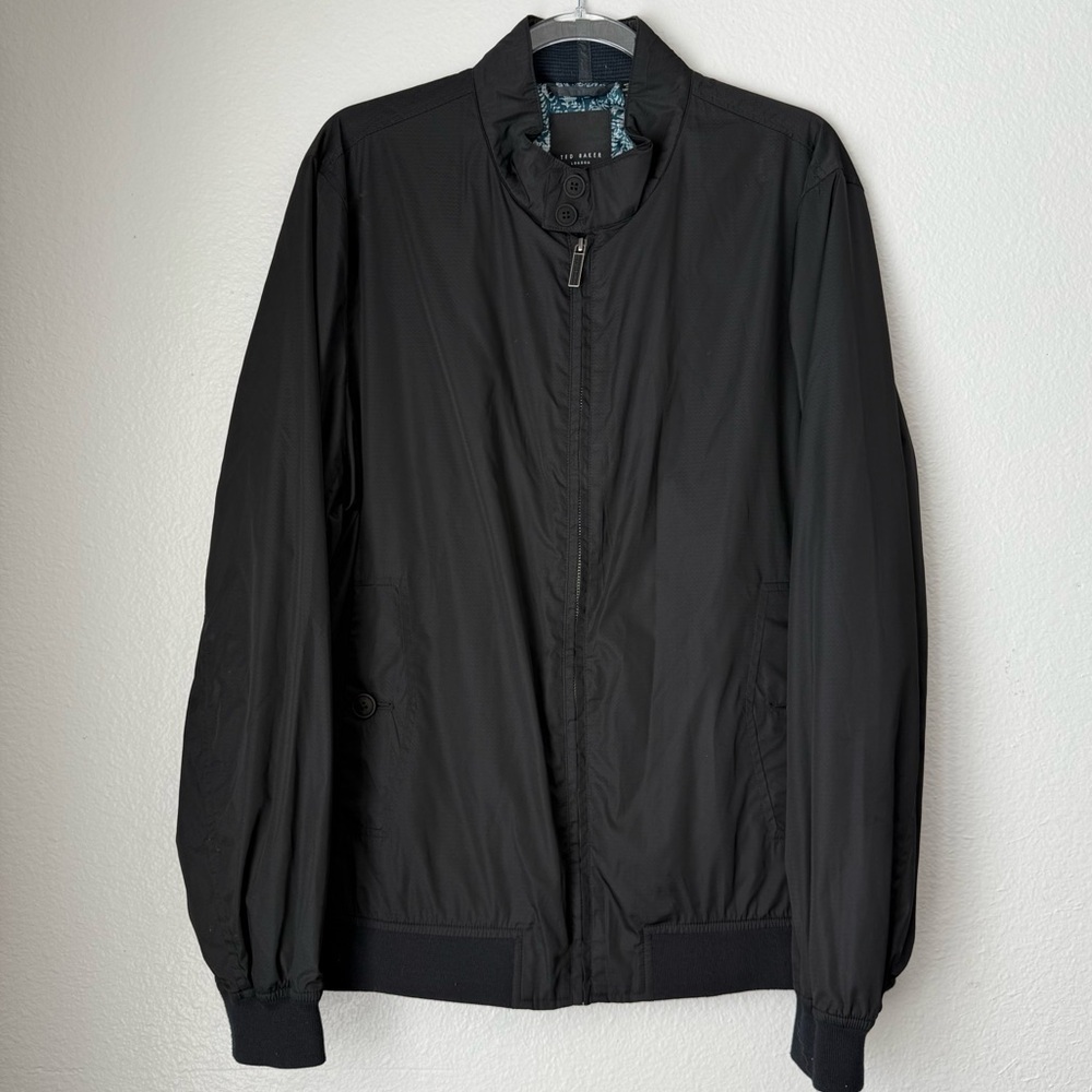 Ted baker London Men's Bomber Jacket black full zip‎ up coat Size 6 Casual Fall